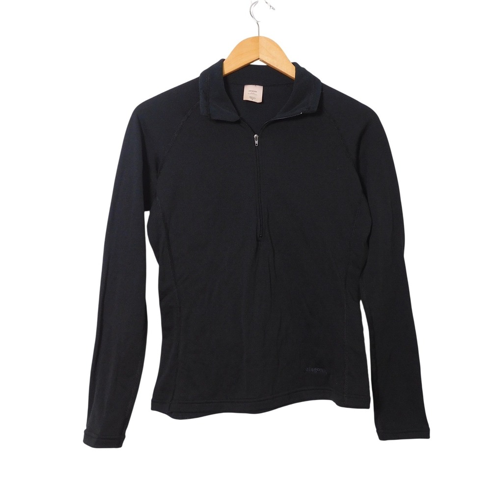 Patagonia Capilene Black Quarter Zip Base Layer‎ Top Womens Small 41610FA